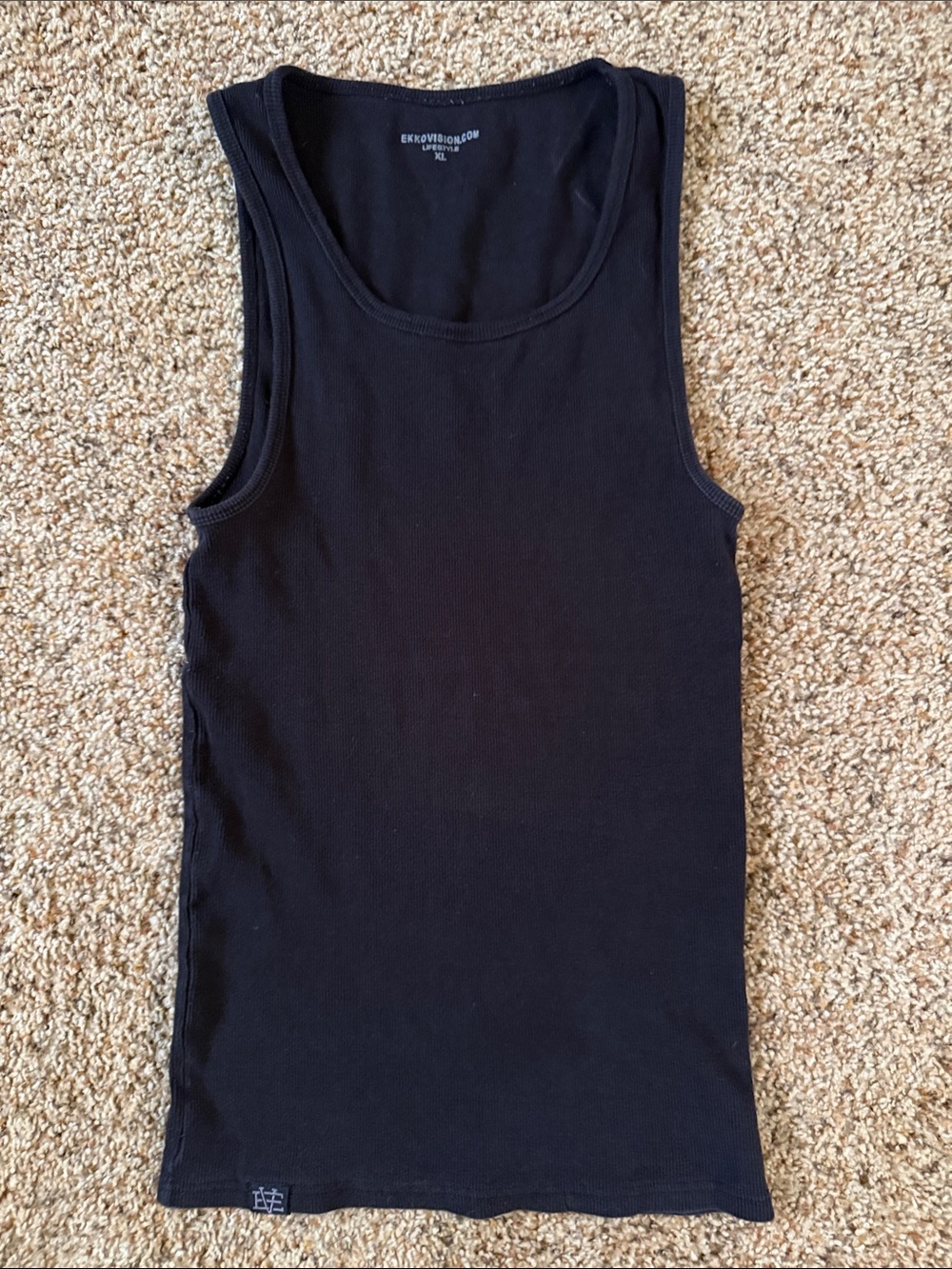 Men's Black Ribbed Tank Top by EKKOVISION.COM